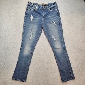 Y2K Grunge Hydraulic Womans Sz 8 Denim Jeans Embroidered Back Waistband Logo